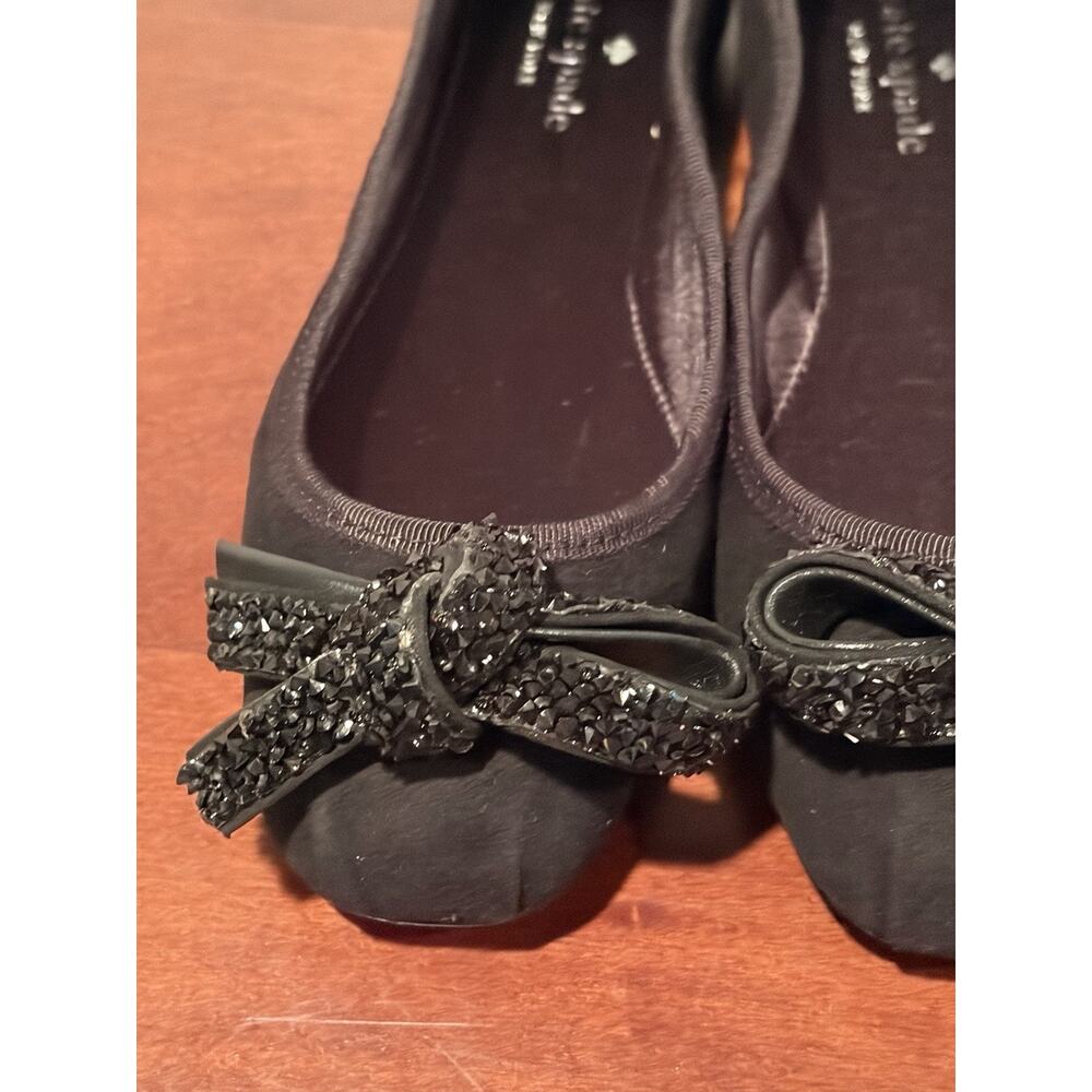kate spade new york Women's Black Ballet Flats Glitter Bow Slip-On US 5 M - Picture 2 of 7